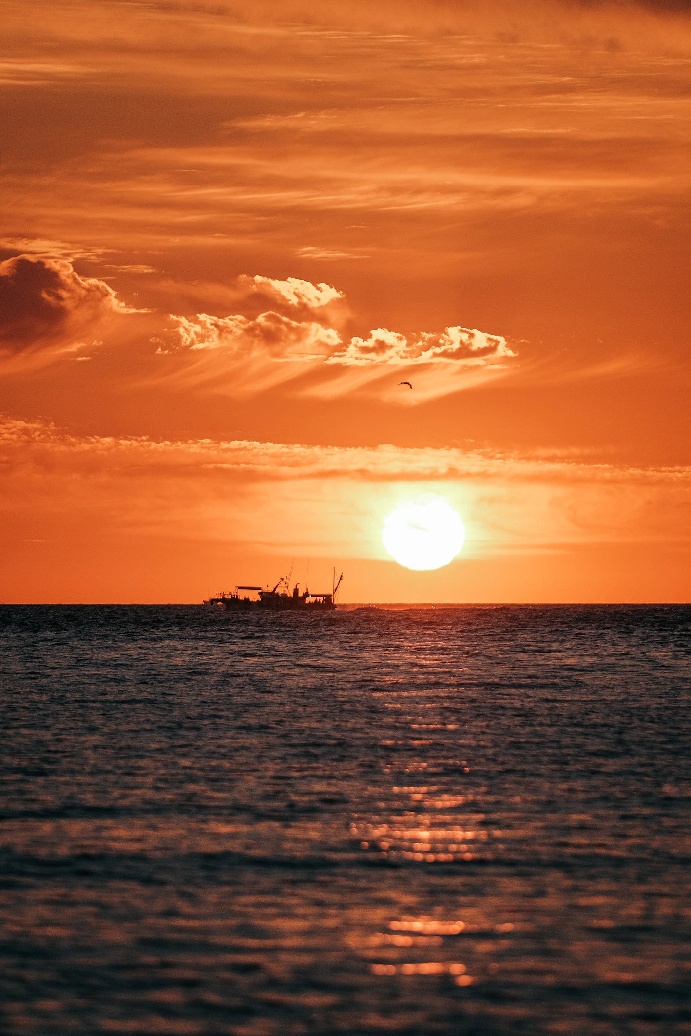 Warm sunset over the open sea